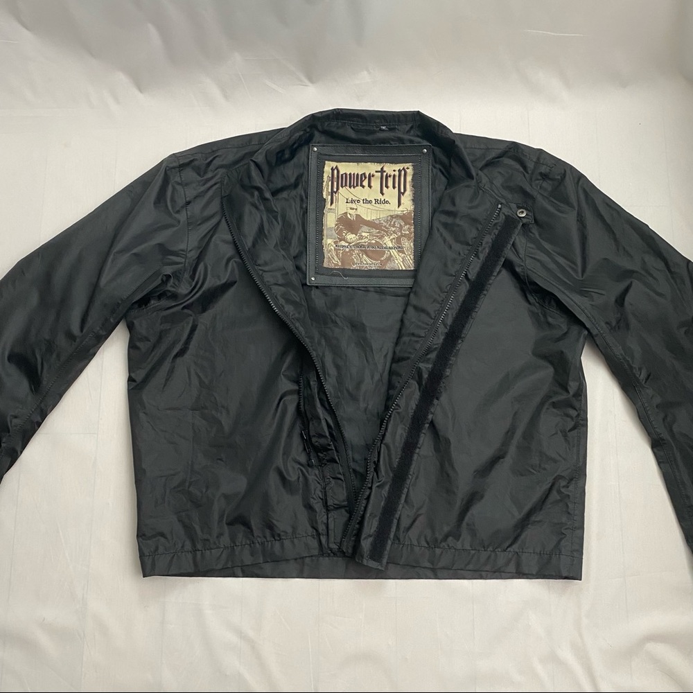Powertrip motorcycle jacket shiny black riding racing - Japan drift vinyl - emo